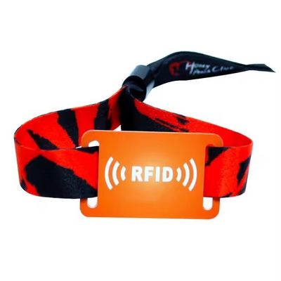 Festa e evento RFID pulseiras de tecido de cetim personalizado com impressão de logotipo Tamanho 350 * 15mm