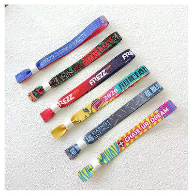 Festa e evento RFID pulseiras de tecido de cetim personalizado com impressão de logotipo Tamanho 350 * 15mm