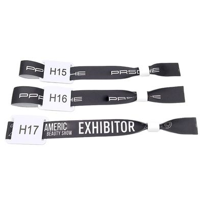 Eventos personalizados Festa de festa RFID Chips Satin Tecido pulseiras com impressão de logotipo