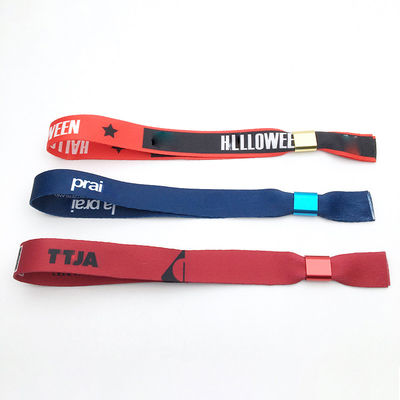 Eventos personalizados Festa de festa RFID Chips Satin Tecido pulseiras com impressão de logotipo