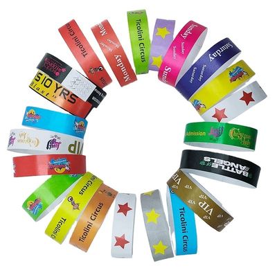Banda de papel descartável impermeável amarelo Tyvek Pulseiras para identificação de eventos