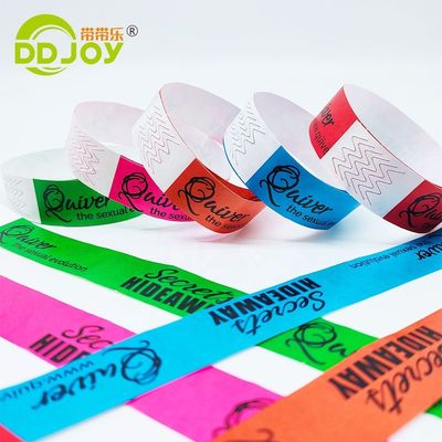Banda de papel descartável impermeável amarelo Tyvek Pulseiras para identificação de eventos