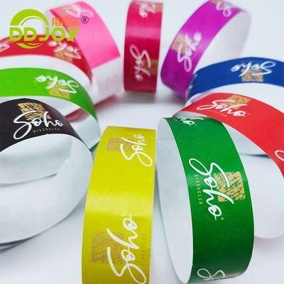 Banda de papel descartável impermeável amarelo Tyvek Pulseiras para identificação de eventos