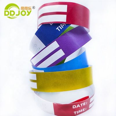 Banda de papel descartável impermeável amarelo Tyvek Pulseiras para identificação de eventos