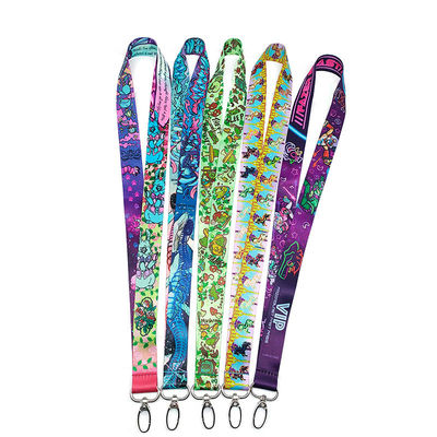 Lanyards de pescoço de poliéster de sublimação com separação e fivela de segurança