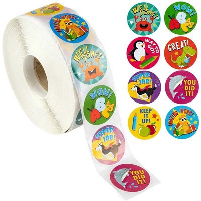 1 polegada de 25mm adesivos redondos 500 pcs animais fofos rótulos para recompensas escolares e professores