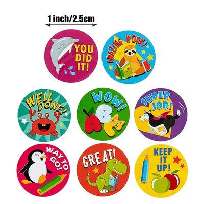 1 polegada de 25mm adesivos redondos 500 pcs animais fofos rótulos para recompensas escolares e professores