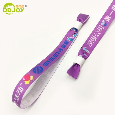 Artwork Logotipo sob medida Sublimação Lanyard curto Pulseira de uso descartável tecida para festival