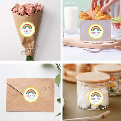 Adesivo personalizado resistente ao óleo Arco-íris bonito Obrigado Adesivo para decoração de presente