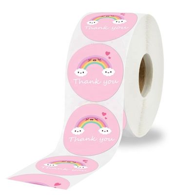 Adesivo personalizado resistente ao óleo Arco-íris bonito Obrigado Adesivo para decoração de presente