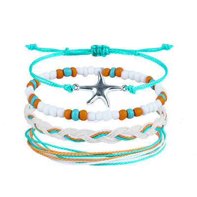 Colourful 16 8CM Wax Thread Braided Rice Bead Bracelet para Mulheres Design artesanal