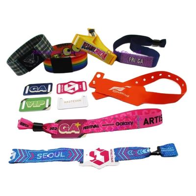 Pulseiras RFID de impressão de uma ou duas faces em tecido de cetim para festas de eventos