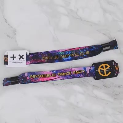 Pulseiras RFID de impressão de uma ou duas faces em tecido de cetim para festas de eventos