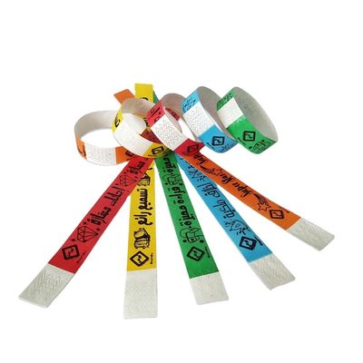 Braceletes de papel Tyvek à prova d'água certificados ISO9001 para identificação e entrada de eventos