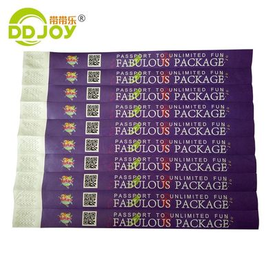 Pulseiras de papel Tyvek resistentes à água e adesivas personalizadas para eventos e festas