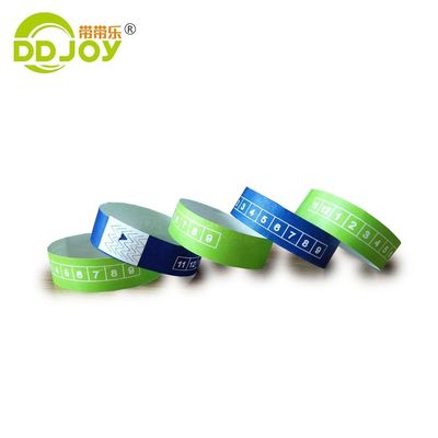 Pulseira Tyvek personalizada de impressão monocromática / dupla cor para eventos e festivais
