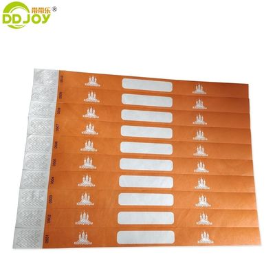 Impressão a pedido do utilizador final alvo Pulseira de papel Tyvek ajustável com número de série