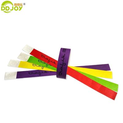 250*25mm e 250*19mm Código de barras de entrada personalizado Tyvek pulseiras de papel para festa